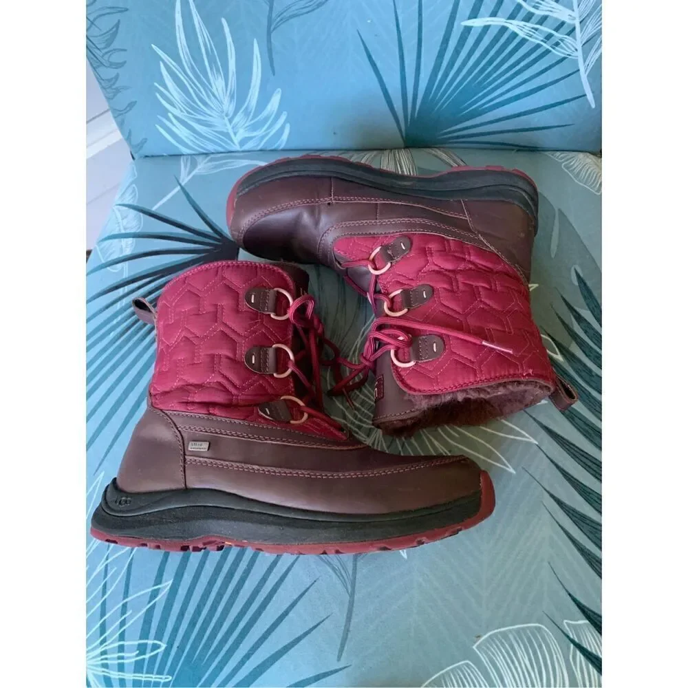 UGG Australia Lachlan Shearling Waterproof Cordovan Maroon Winter Snow Boots 8.5